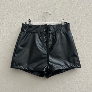 12th TRIBE Leather Lace up Shorts